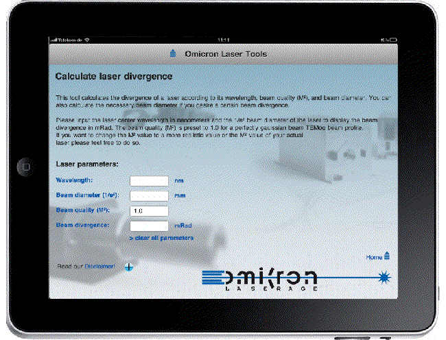 Omicron Laser Tools iPad version