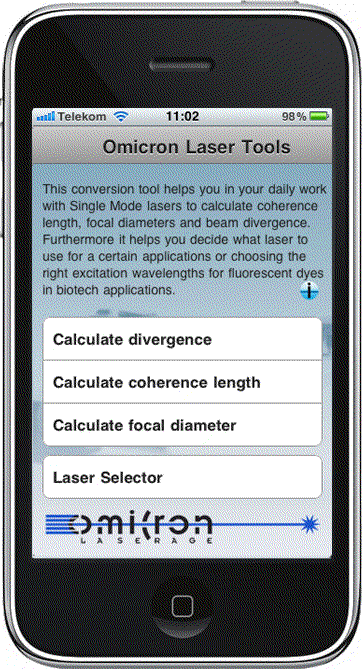 Omicron Laser Tools iPhone App